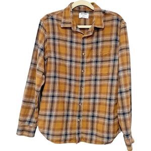 Old Navy Brown Plaid Brushed Cotton Button-Up Shirt M